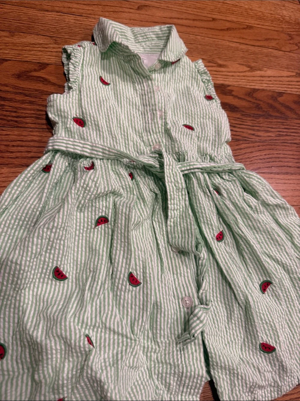 Vintage Gymboree girl size 3T Girls Green Seersucker Watermelon Dress